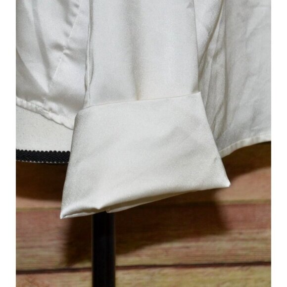 Sanctuary Ivory Button Front Collared Silky Blouse Top Size L V-Neck Career - Picture 5 of 12